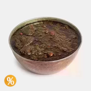 خورشت قورمه سبزی (اضافه) - 250 گرم خورشت قورمه سبزی، 100 گرم گوشت گوساله