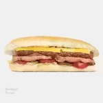 ساندویچ هات داگ ویژه - یک عدد هات داگ 90%، ژامبون مخلوط گوشت و مرغ 90%، چیپس، پنیر...