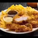 فیله سوخاری سه تکه نرمال - سه تکه فیله مرغ سوخاری، سیب زمینی سرخ کرده، گوجه، کاهو، خیار...