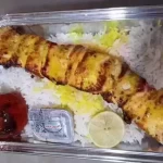 خوراک جوجه کباب (مجلسی) - 300 گرم جوجه کباب سینه مرغ، سیب زمینی، کدو، کلم قرمز گوجه، ف...