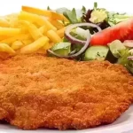 خوراک شنیسل مرغ - 250 گرم شنیسل مرغ، سیب زمینی، کدو، کلم قرمز