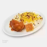 زرشک پلو با سینه مرغ سس پز - یک عدد سینه مرغ 350 گرمی، 400 گرم زرشک پلو با برنج ایرانی