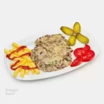فاهیتا استیک یک پرس - 100 گرم فیله گوساله، قارچ، فلفل چیلی تند، پیاز، سس سیر، ادوی...