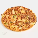 پیتزا استیک مرغ آمریکایی 27 سانتی متری دو نفره (250 گرم) - خمیر پیتزا آمریکایی، دنر مرغ، سس مخصوص، قارچ، پنیر پیتزای تر...