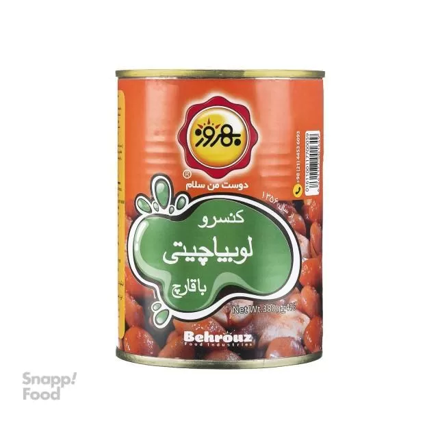 لبنیات سنتی مهرشیران کنسرو لوبیا چیتی با قارچ بهروز 380 گرم